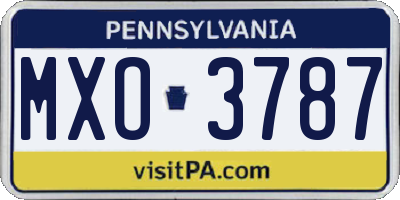 PA license plate MXO3787