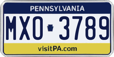PA license plate MXO3789
