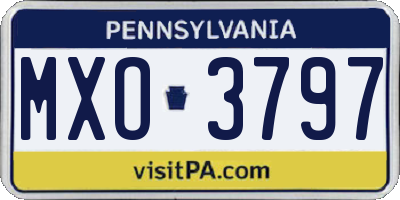 PA license plate MXO3797