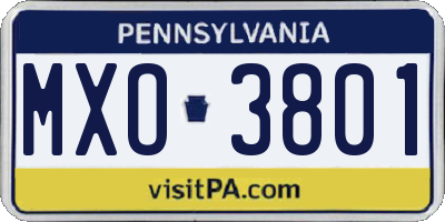 PA license plate MXO3801