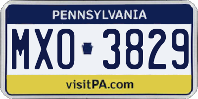 PA license plate MXO3829