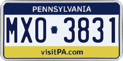 PA license plate MXO3831