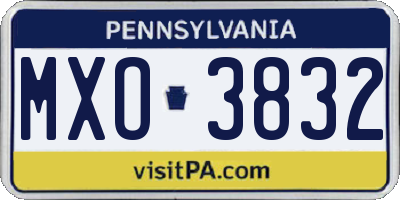 PA license plate MXO3832