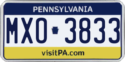 PA license plate MXO3833