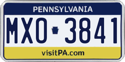 PA license plate MXO3841