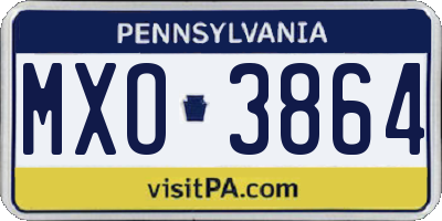 PA license plate MXO3864