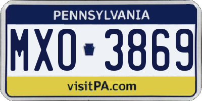 PA license plate MXO3869