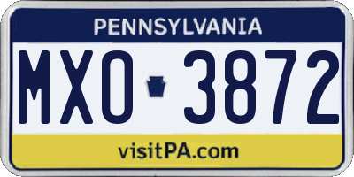 PA license plate MXO3872