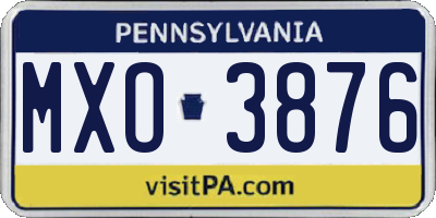 PA license plate MXO3876
