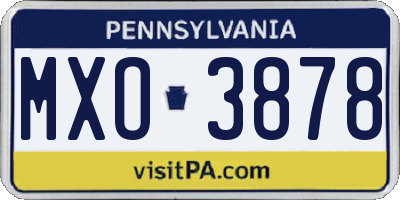 PA license plate MXO3878