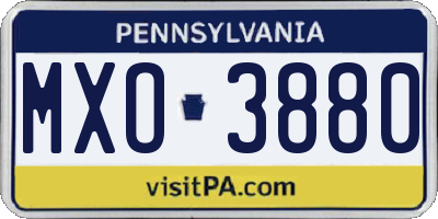PA license plate MXO3880