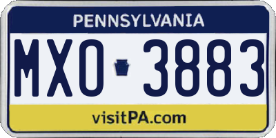 PA license plate MXO3883