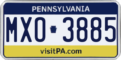 PA license plate MXO3885