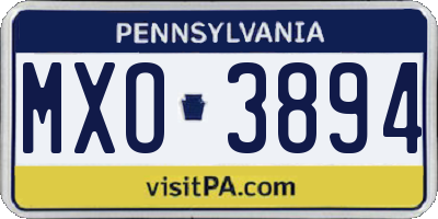 PA license plate MXO3894