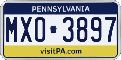PA license plate MXO3897