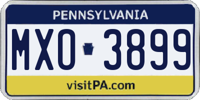 PA license plate MXO3899