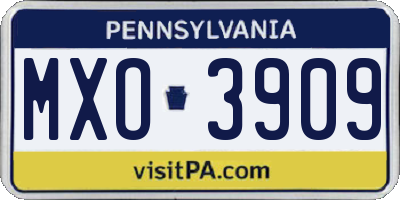 PA license plate MXO3909