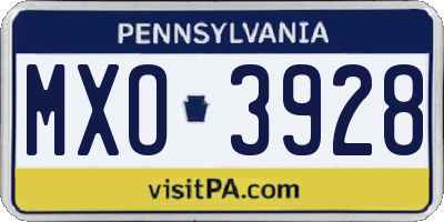 PA license plate MXO3928