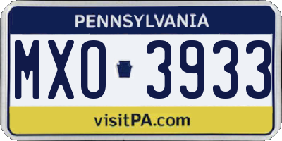 PA license plate MXO3933