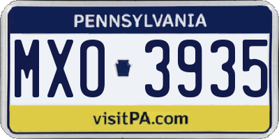 PA license plate MXO3935