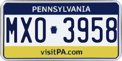 PA license plate MXO3958