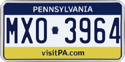 PA license plate MXO3964
