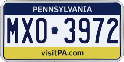 PA license plate MXO3972