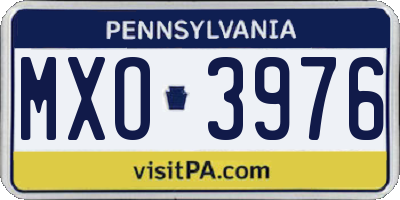 PA license plate MXO3976