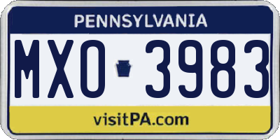 PA license plate MXO3983