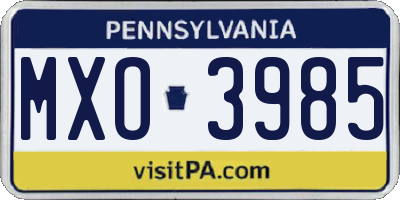 PA license plate MXO3985