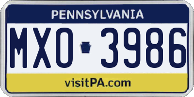 PA license plate MXO3986