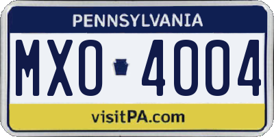 PA license plate MXO4004