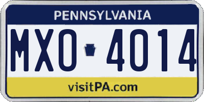 PA license plate MXO4014