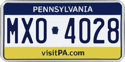 PA license plate MXO4028