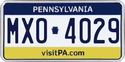 PA license plate MXO4029