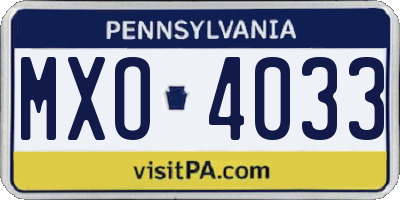 PA license plate MXO4033