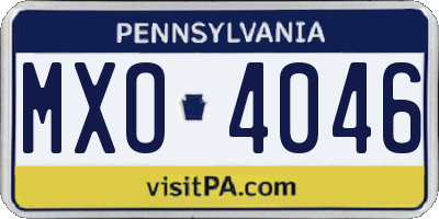 PA license plate MXO4046