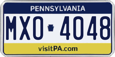 PA license plate MXO4048