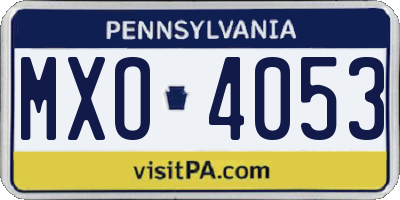 PA license plate MXO4053
