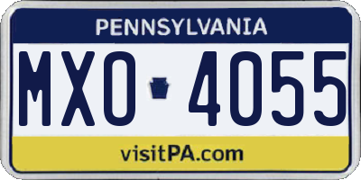 PA license plate MXO4055