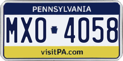 PA license plate MXO4058