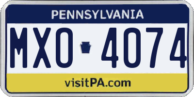 PA license plate MXO4074