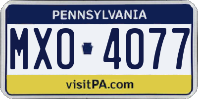 PA license plate MXO4077