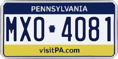 PA license plate MXO4081