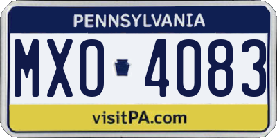 PA license plate MXO4083