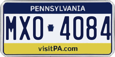 PA license plate MXO4084
