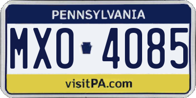 PA license plate MXO4085