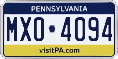 PA license plate MXO4094