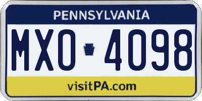 PA license plate MXO4098