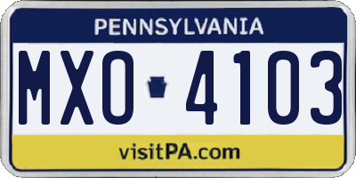 PA license plate MXO4103
